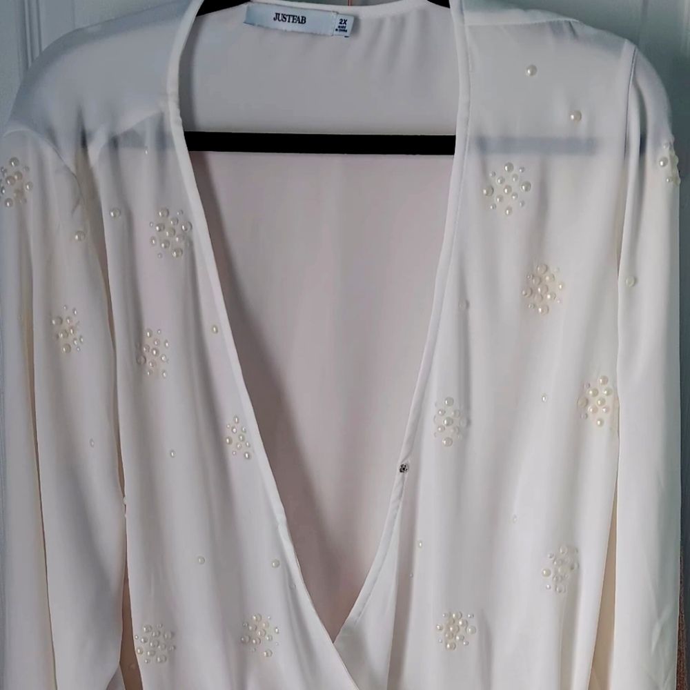 Women blouse white sheer